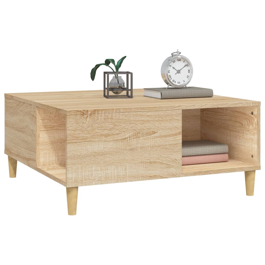 vidaXL Table basse chêne sonoma 80x80x36,5 cm bois d'ingénierie