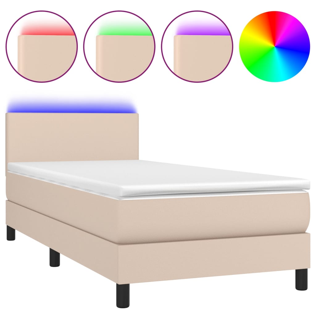 vidaXL Sommier à lattes de lit matelas et LED Cappuccino 80x200cm