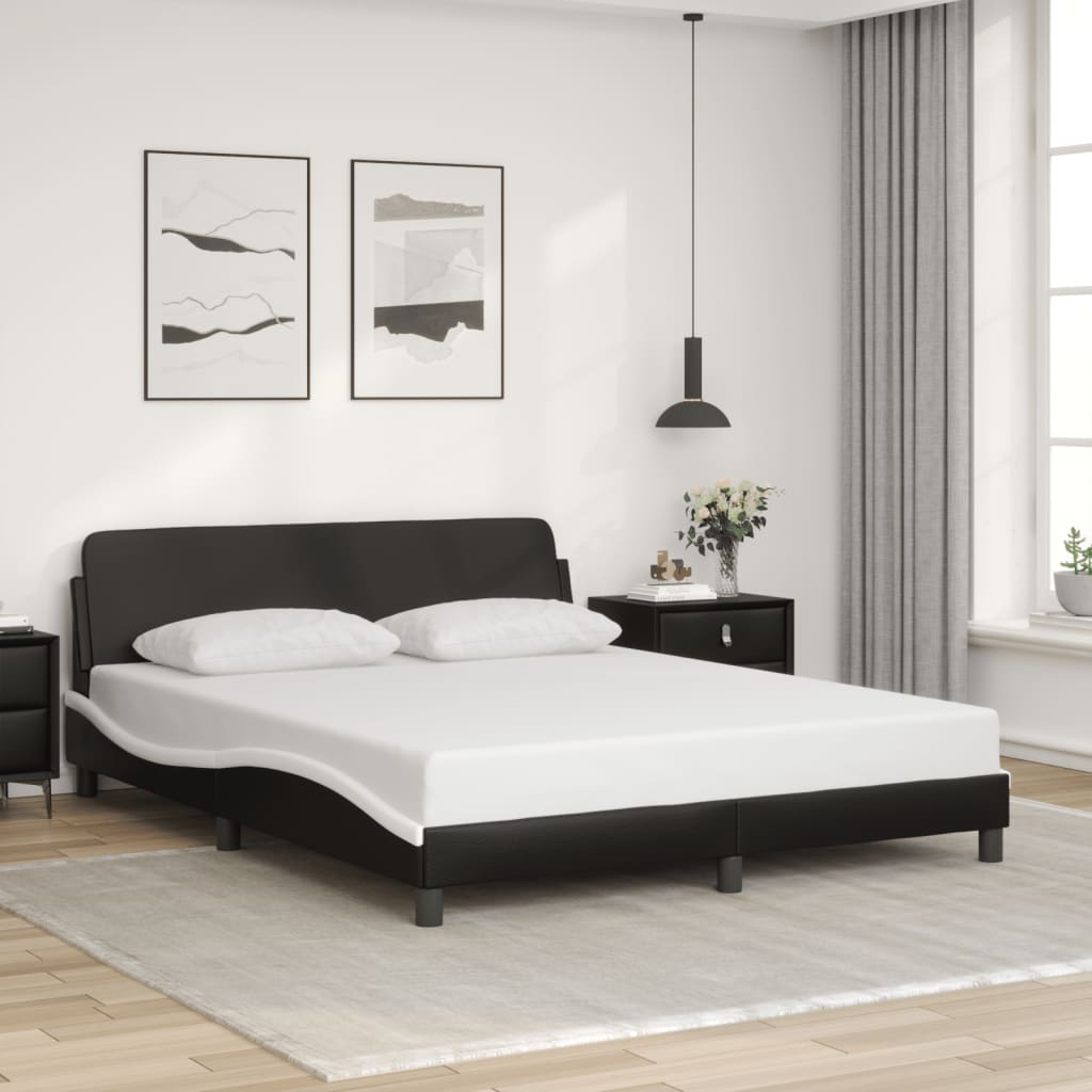 vidaXL Cadre de lit sans matelas noir et blanc 160x200 cm similicuir