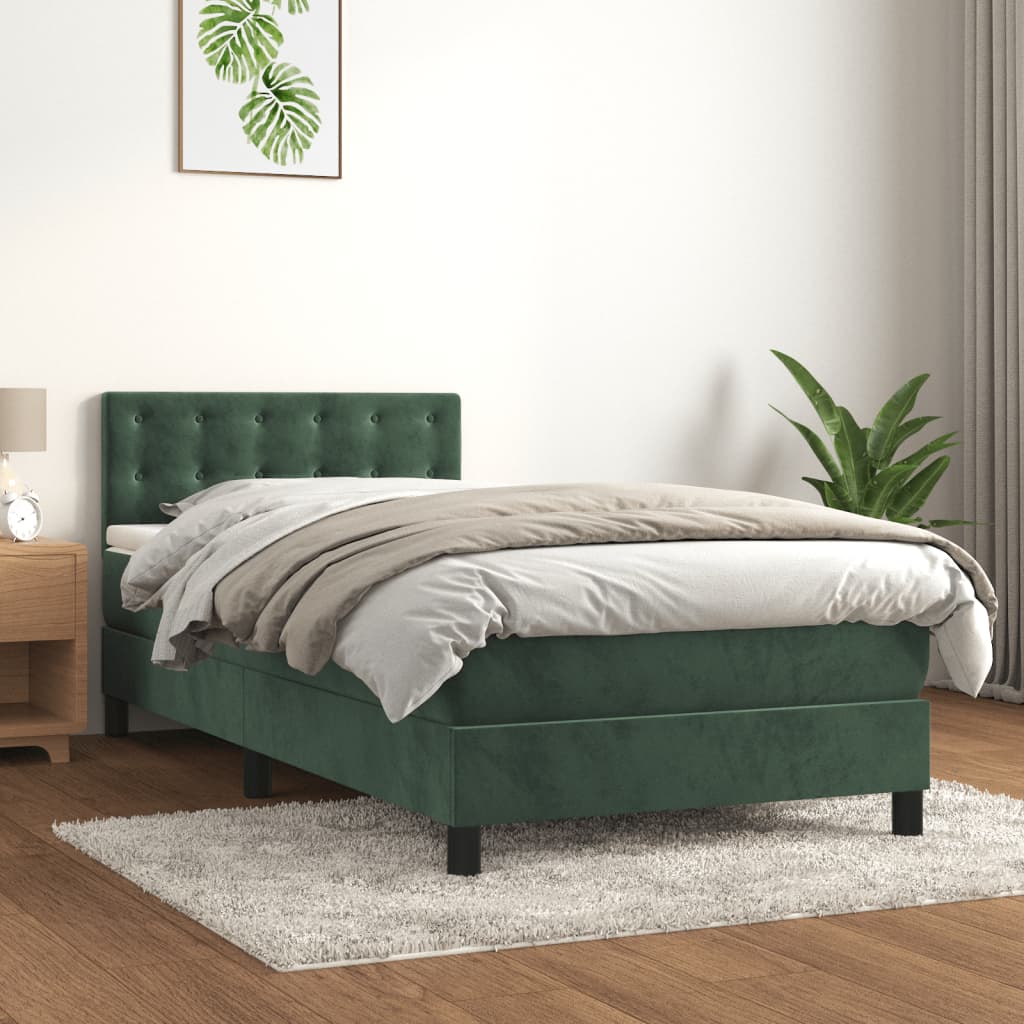 vidaXL Sommier à lattes de lit avec matelas et LED Vert foncé 90x200cm