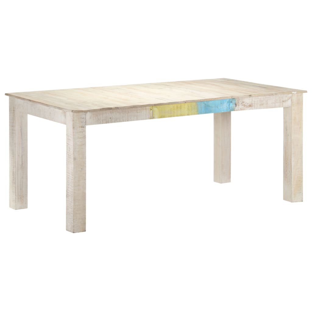 vidaXL Table à manger blanc 180x90x76 cm Bois de manguier massif