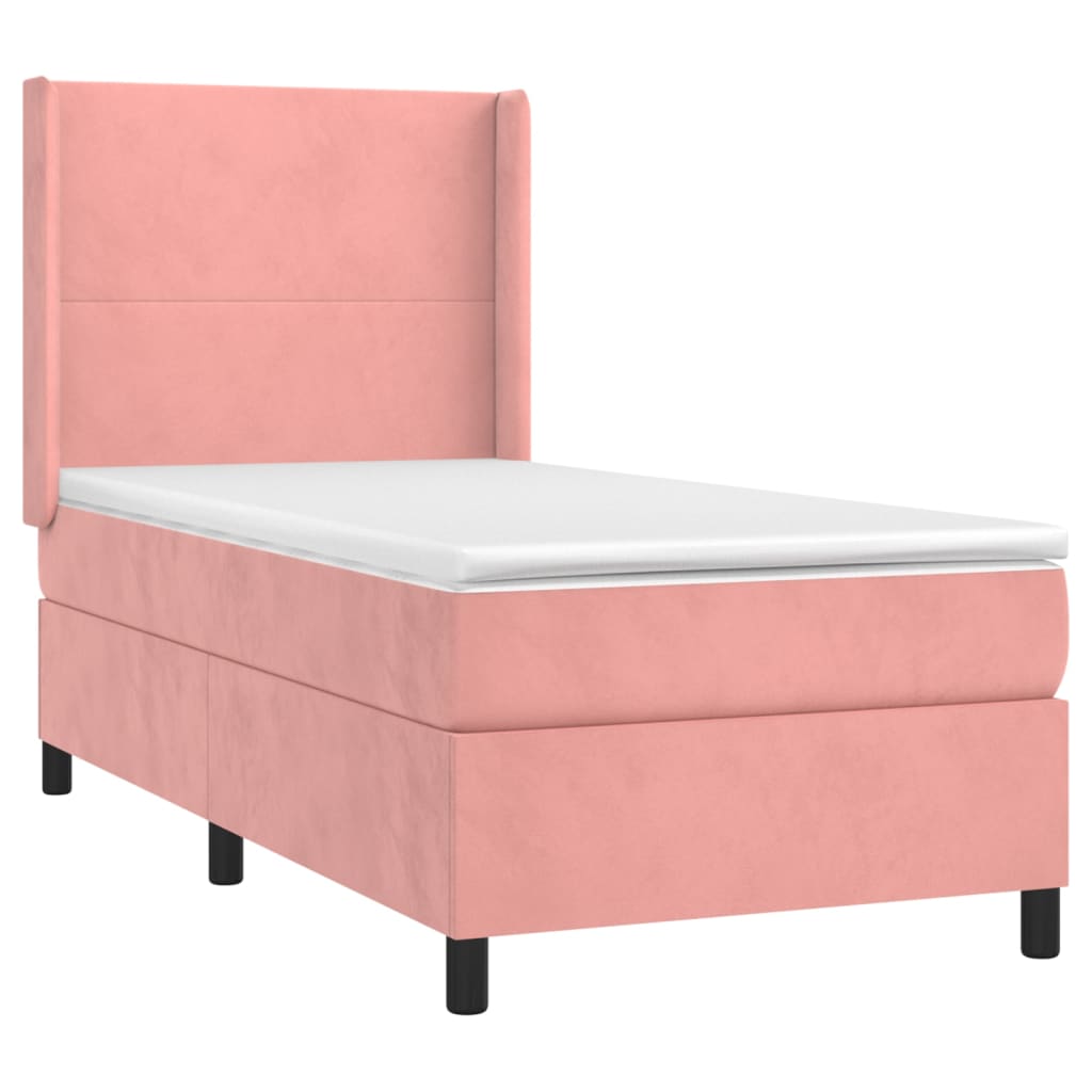 vidaXL Sommier à lattes de lit avec matelas Rose 90x200 cm Velours