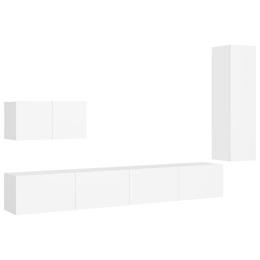 vidaXL Ensemble de meubles TV 4 pcs Blanc Bois d'ingénierie