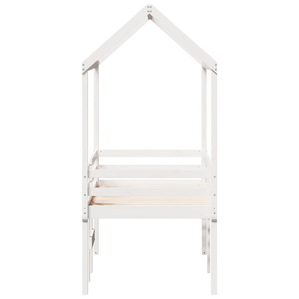 vidaXL Lit haut avec toit blanc 75x190 cm bois de pin massif