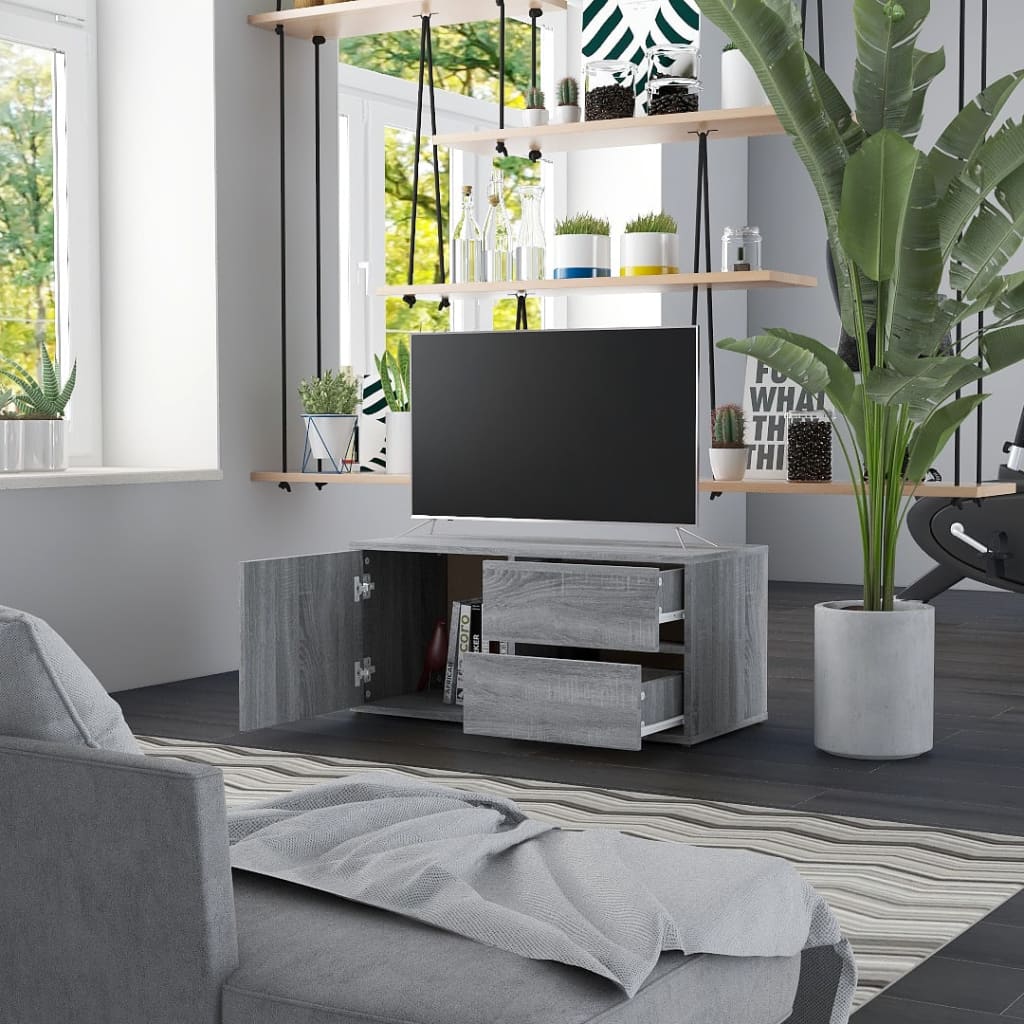 vidaXL Meuble TV Sonoma gris 80x34x36 cm Bois d'ingénierie