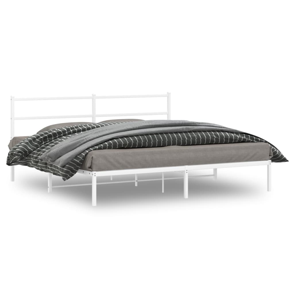 vidaXL Cadre de lit métal sans matelas et tête de lit blanc 193x203 cm