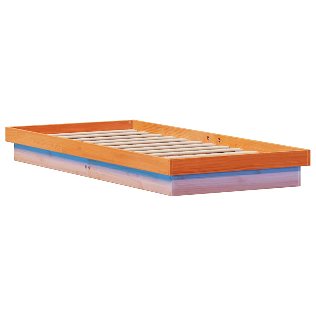 vidaXL Cadre de lit à LED sans matelas 75x190 cm bois massif