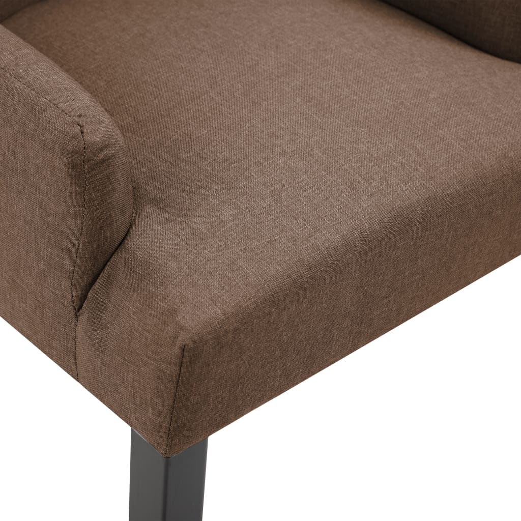 vidaXL Chaise de salle à manger avec accoudoirs Marron Tissu