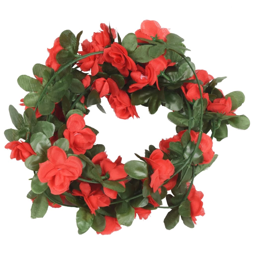 vidaXL Guirlandes de fleurs de Noël 6 pcs rouge 250 cm