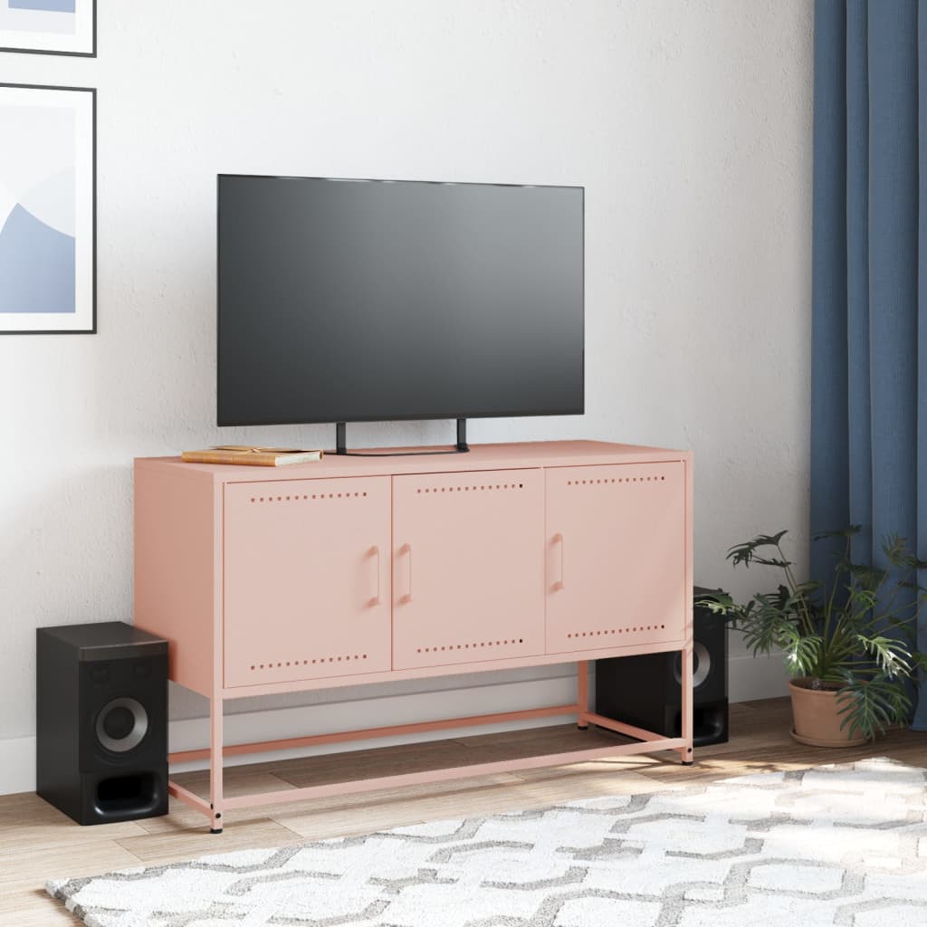 vidaXL Meuble TV rose 100,5x39x60,5 cm acier