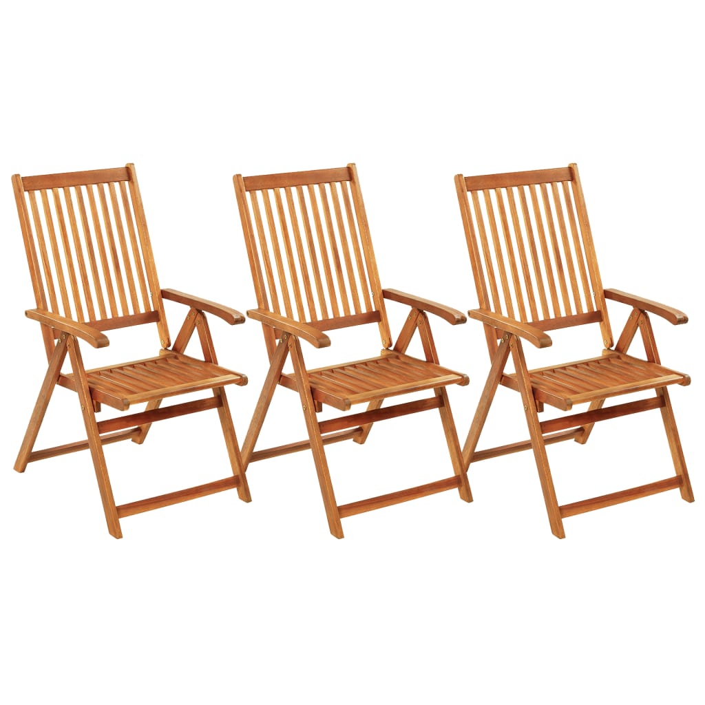 vidaXL Chaises pliables de jardin 3 pcs avec coussins Bois d'acacia