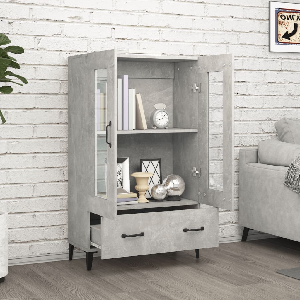 vidaXL Buffet haut Gris béton 70x31x115 cm Bois d'ingénierie