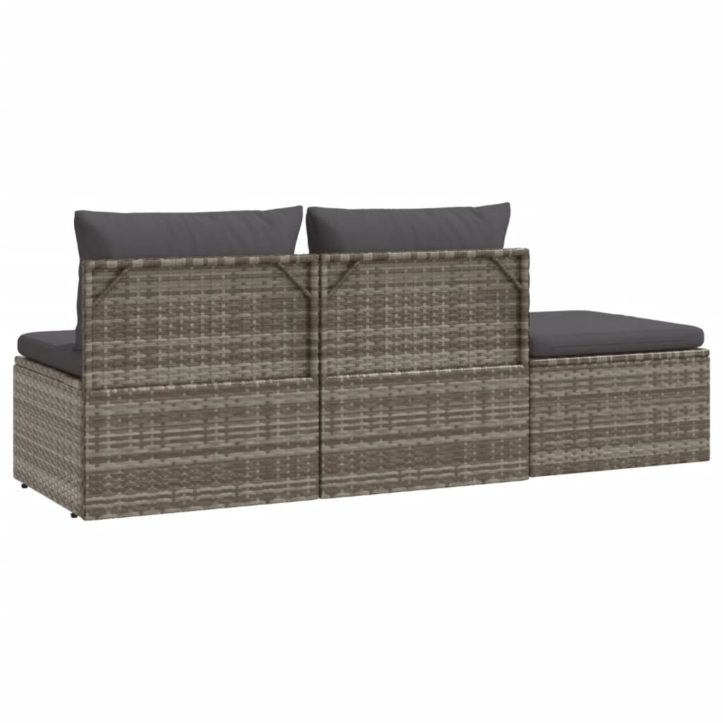 vidaXL Salon de jardin 3 pcs avec coussins Gris Résine tressée