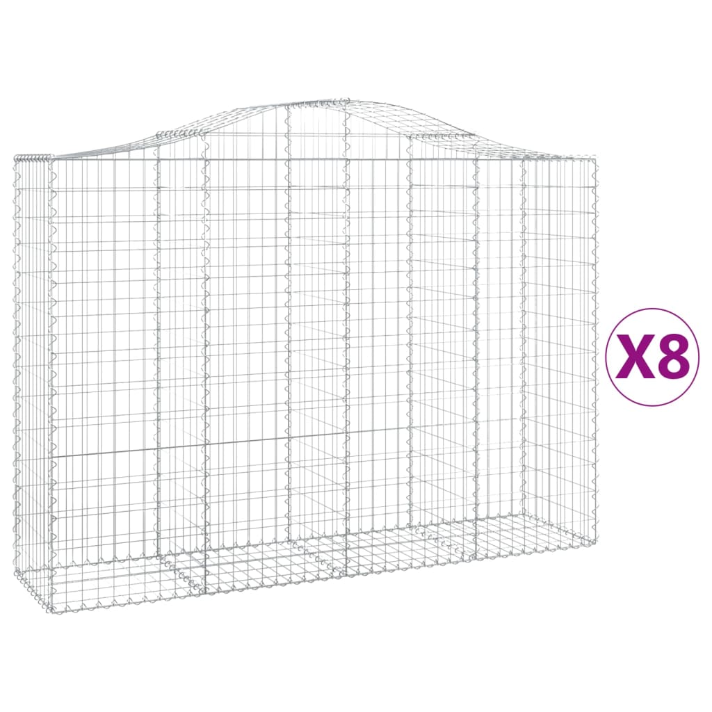 vidaXL Paniers à gabions arqués 8 pcs 200x50x140/160 cm Fer galvanisé