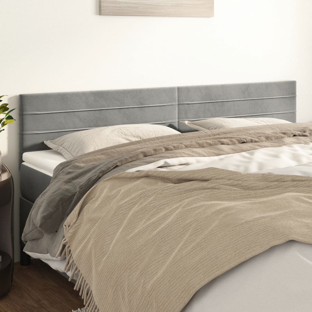 vidaXL Têtes de lit 2 pcs Gris clair 90x5x78/88 cm Velours