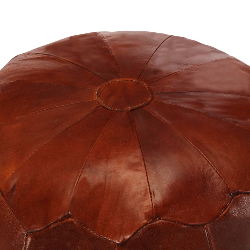 vidaXL Pouf 40 x 35 cm Brun roux Cuir véritable de chèvre