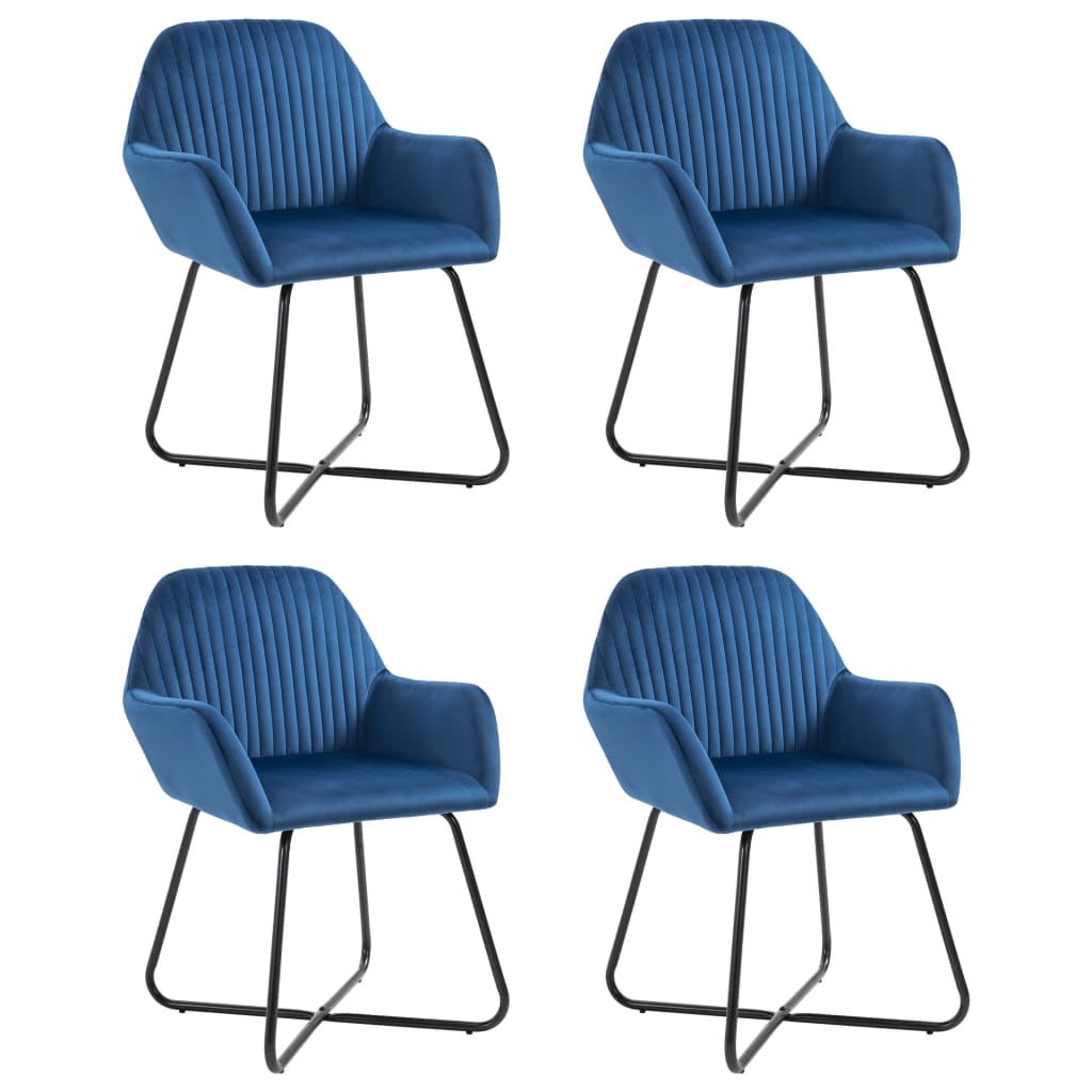 vidaXL Chaises à manger lot de 4 Bleu Velours