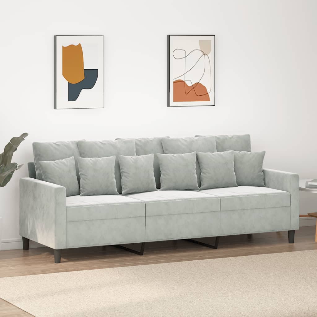 vidaXL Canapé à 3 places Gris clair 180 cm Velours