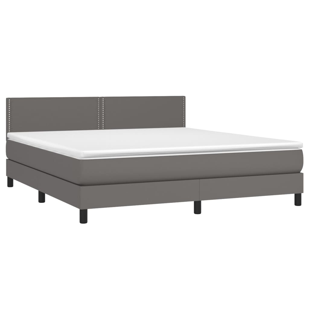 vidaXL Sommier à lattes de lit avec matelas Gris 180x200 cm Similicuir