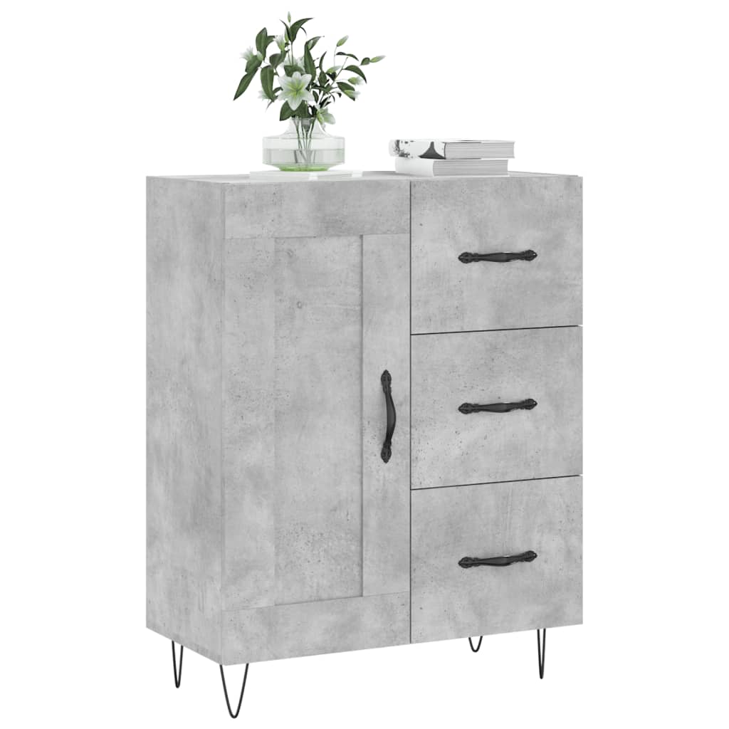 vidaXL Buffet gris béton 69,5x34x90 cm bois d'ingénierie