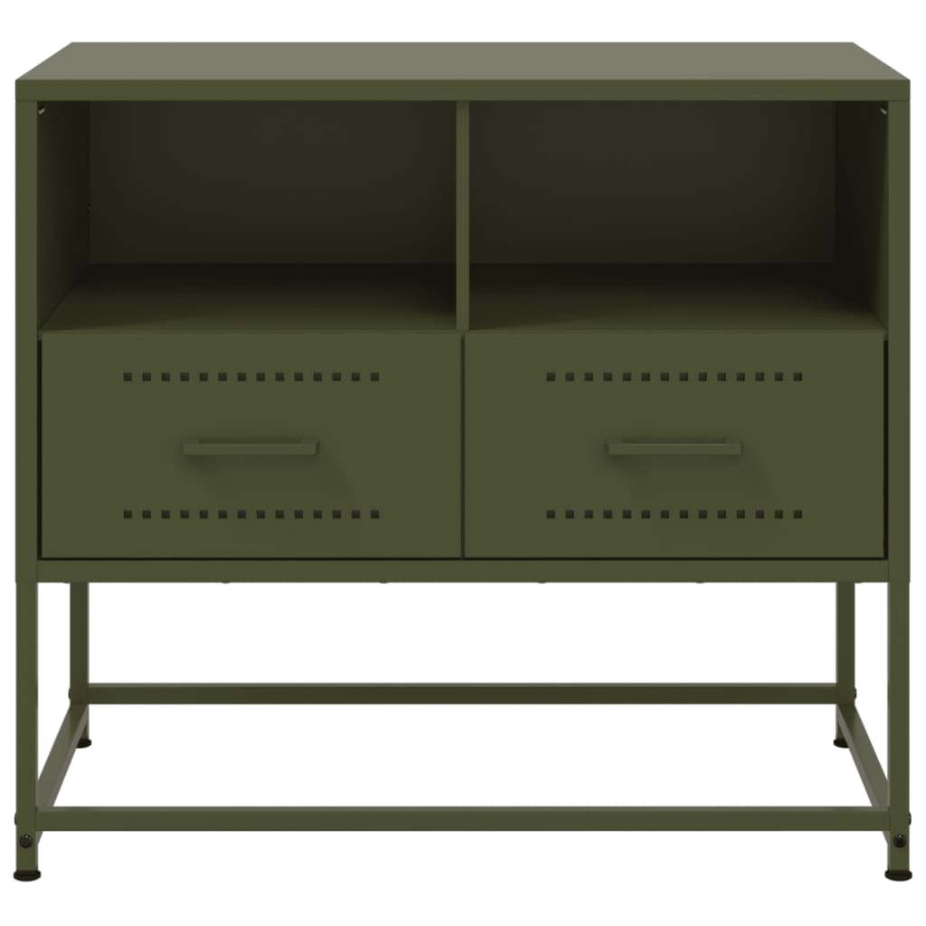 vidaXL Meuble TV vert olive 68x39x60,5 cm acier