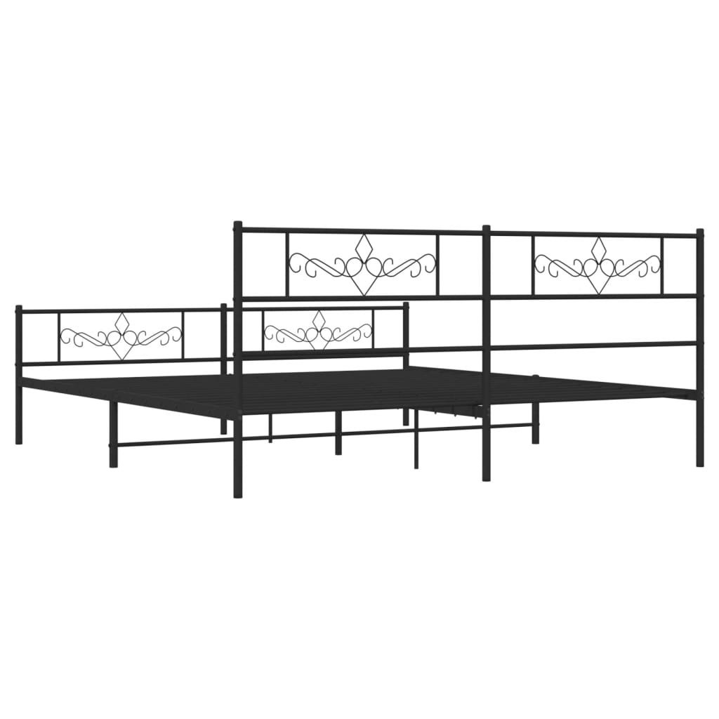 vidaXL Cadre de lit métal sans matelas avec pied de lit noir 183x213cm