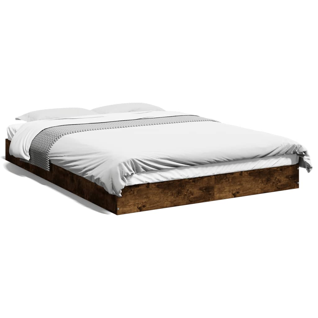 vidaXL Cadre de lit sans matelas chêne fumé 120x200 cm bois ingénierie