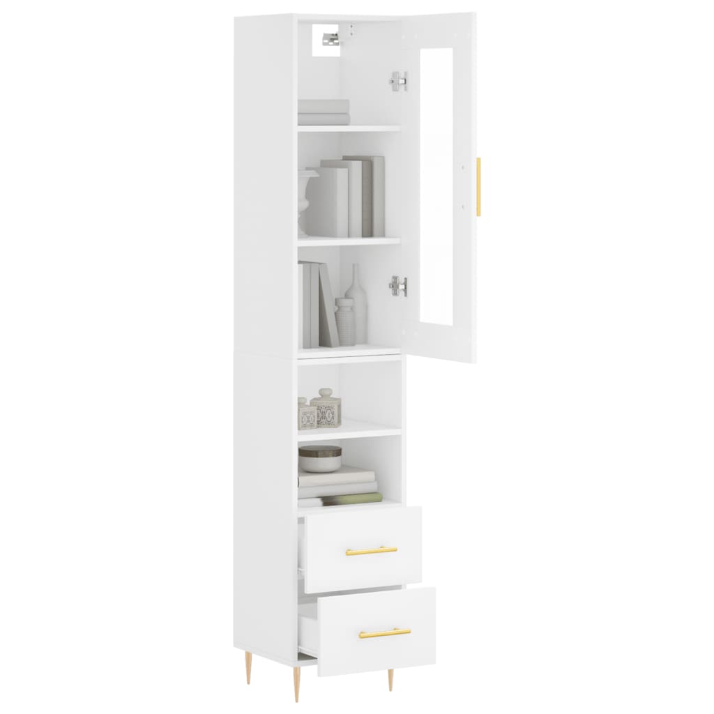 vidaXL Buffet haut Blanc 34,5x34x180 cm Bois d'ingénierie