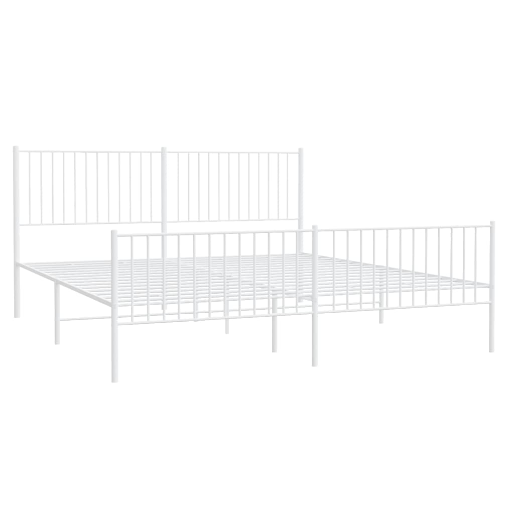 vidaXL Cadre de lit métal sans matelas et pied de lit blanc 200x200 cm