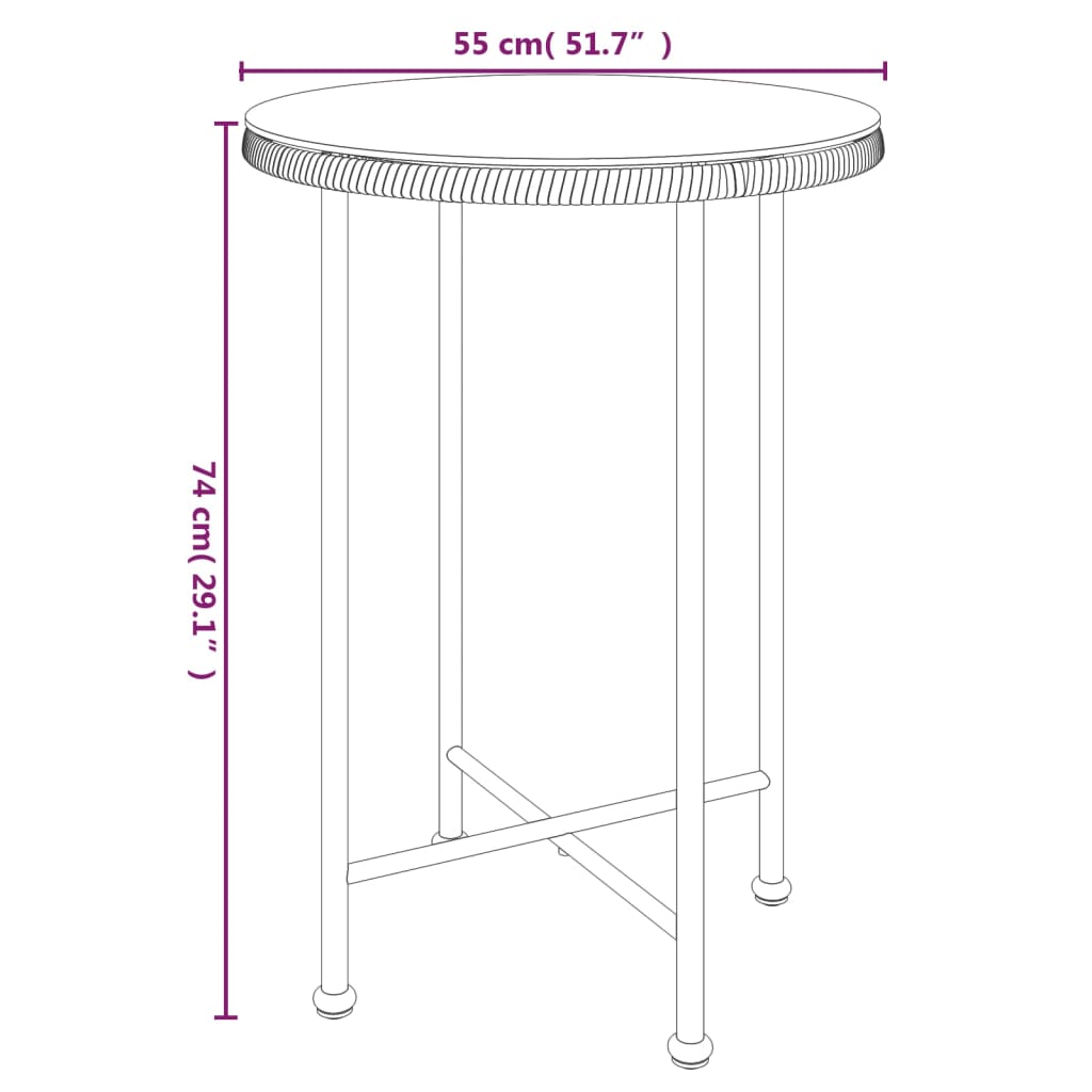 vidaXL Table de salle à manger Ø55 cm Verre trempé et acier