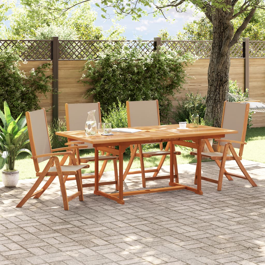 vidaXL Chaises pliables de jardin lot de 4 bois d'acacia et textilène