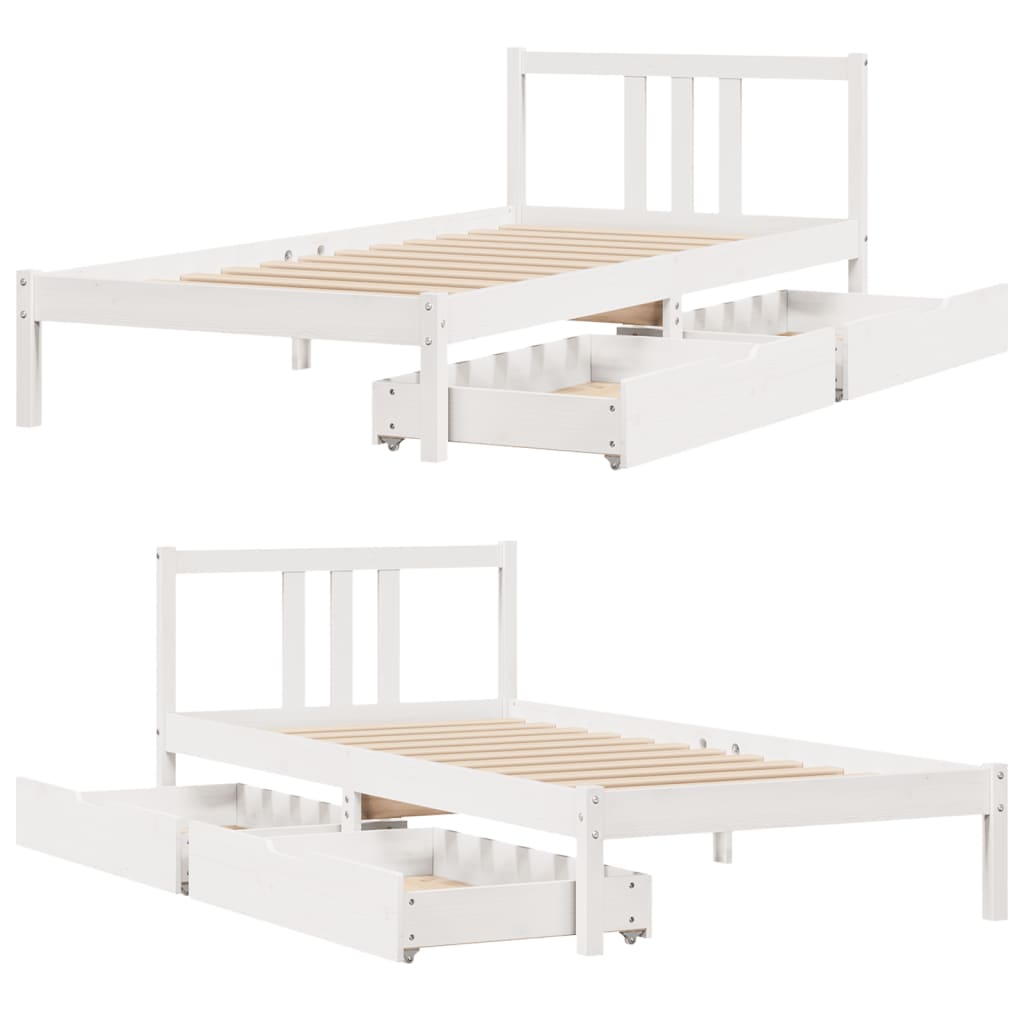 vidaXL Cadre de lit sans matelas blanc 90x200 cm bois de pin massif