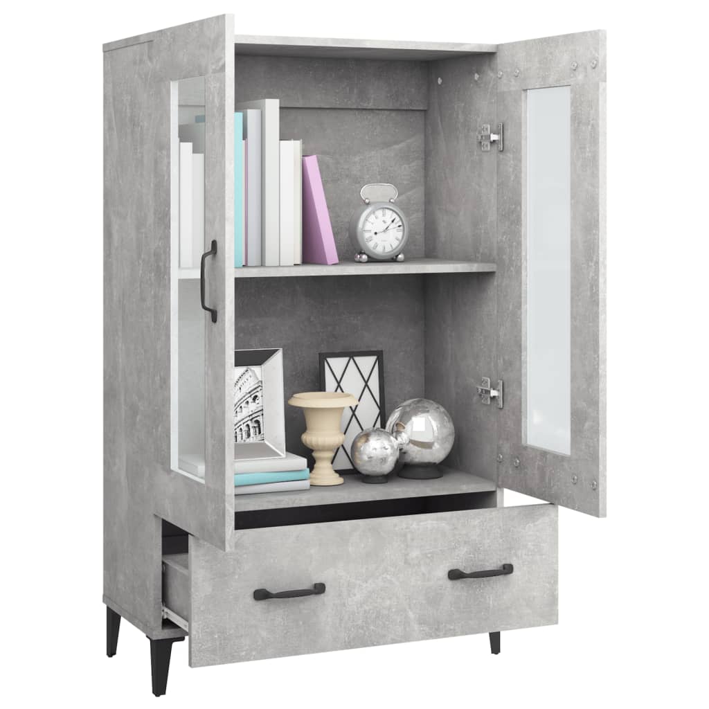 vidaXL Buffet haut Gris béton 70x31x115 cm Bois d'ingénierie