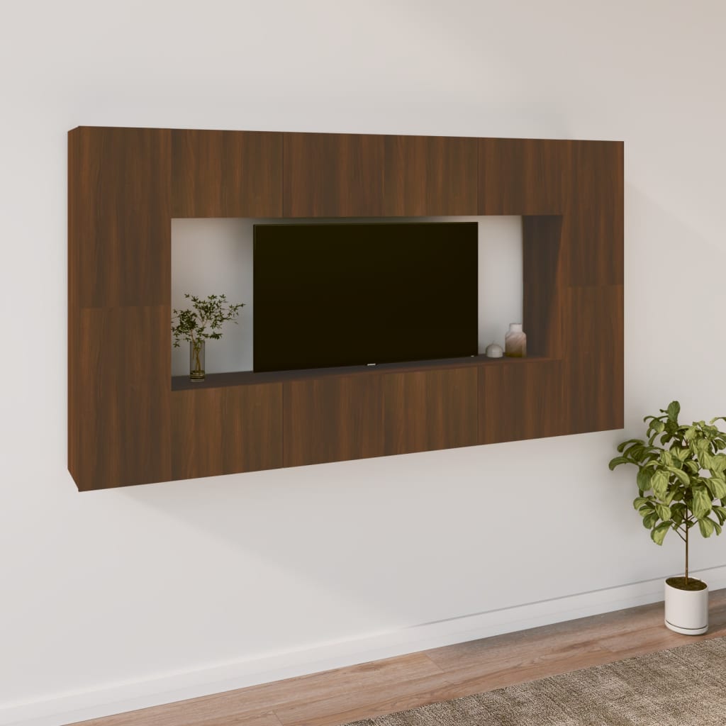 vidaXL Ensemble de meubles TV 8 pcs Chêne marron Bois d'ingénierie