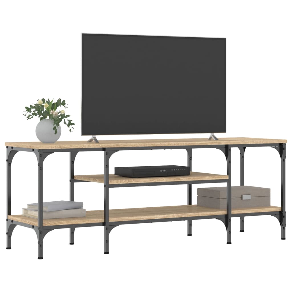 vidaXL Meuble TV chêne sonoma 121x35x45 cm bois d'ingénierie et fer