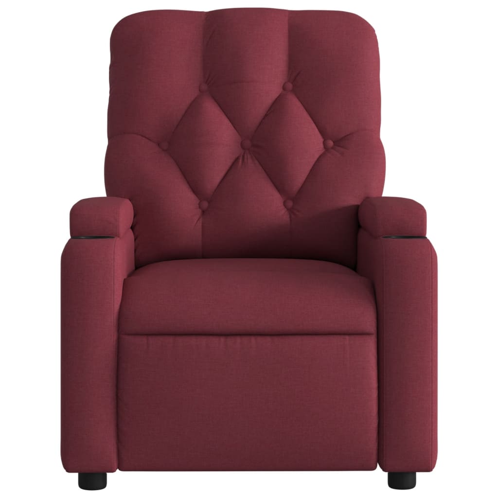 vidaXL Fauteuil de massage inclinable électrique Rouge bordeaux Tissu