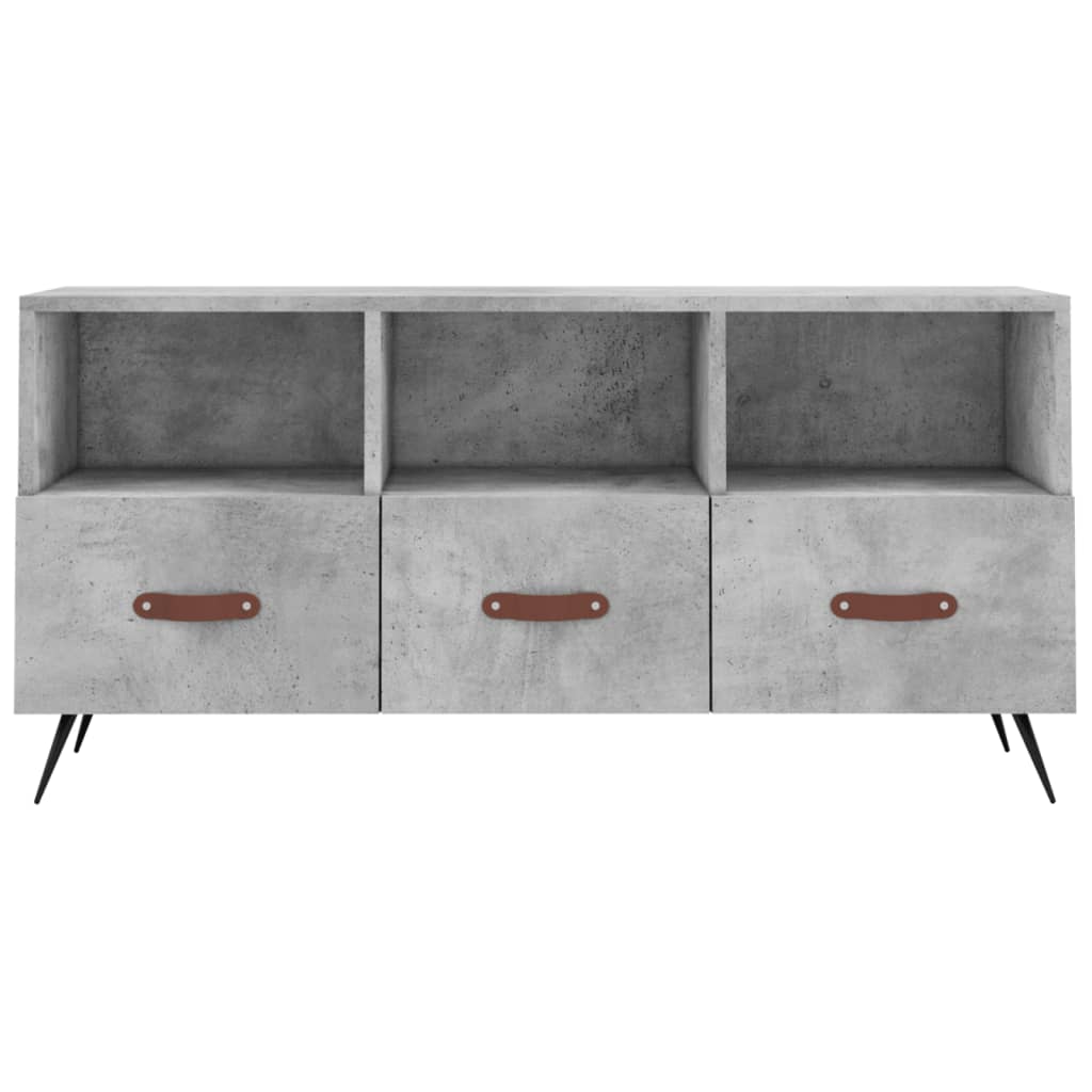 vidaXL Meuble TV gris béton 102x36x50 cm bois d'ingénierie