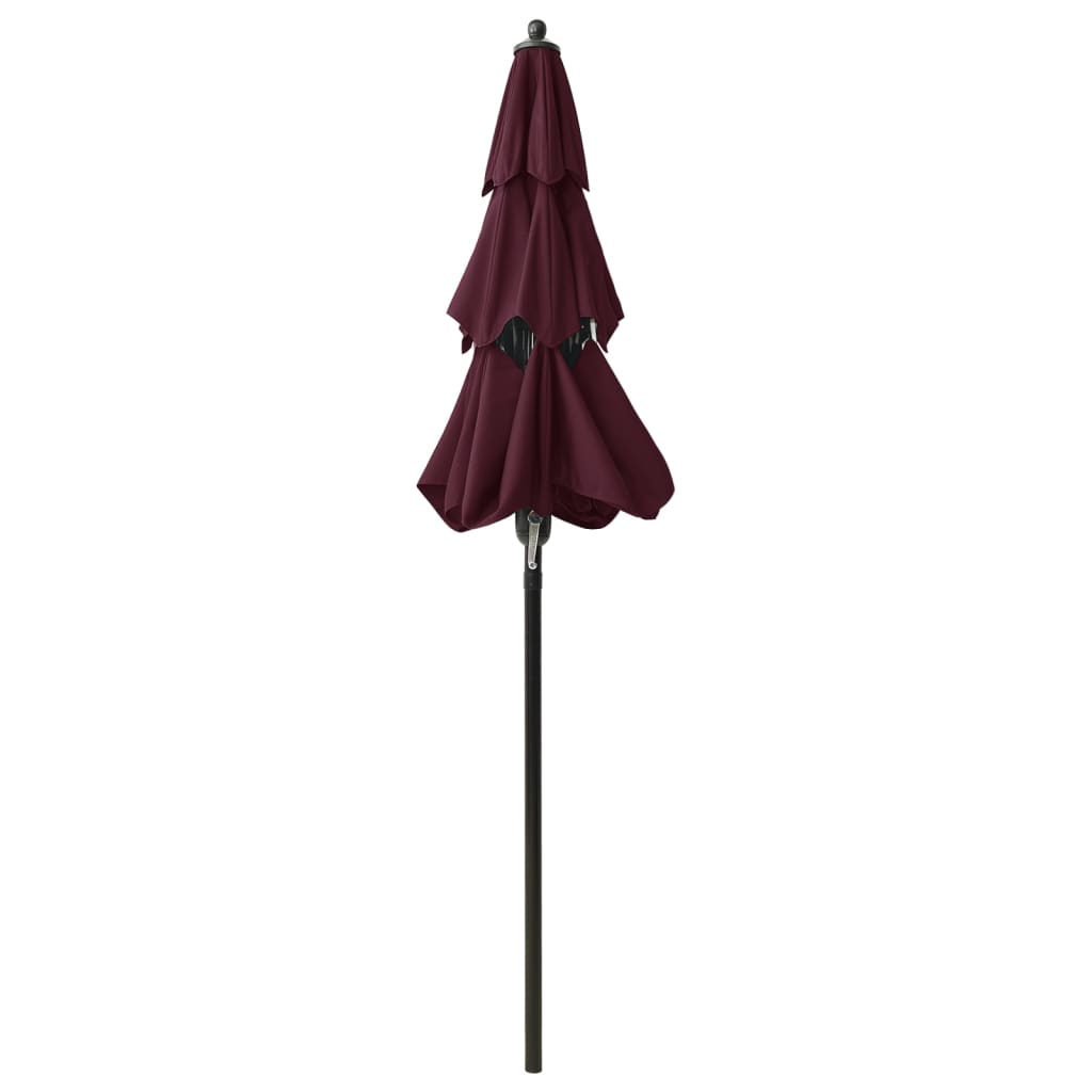 vidaXL Parasol de jardin à 3 niveaux mât en aluminium rouge bordeaux