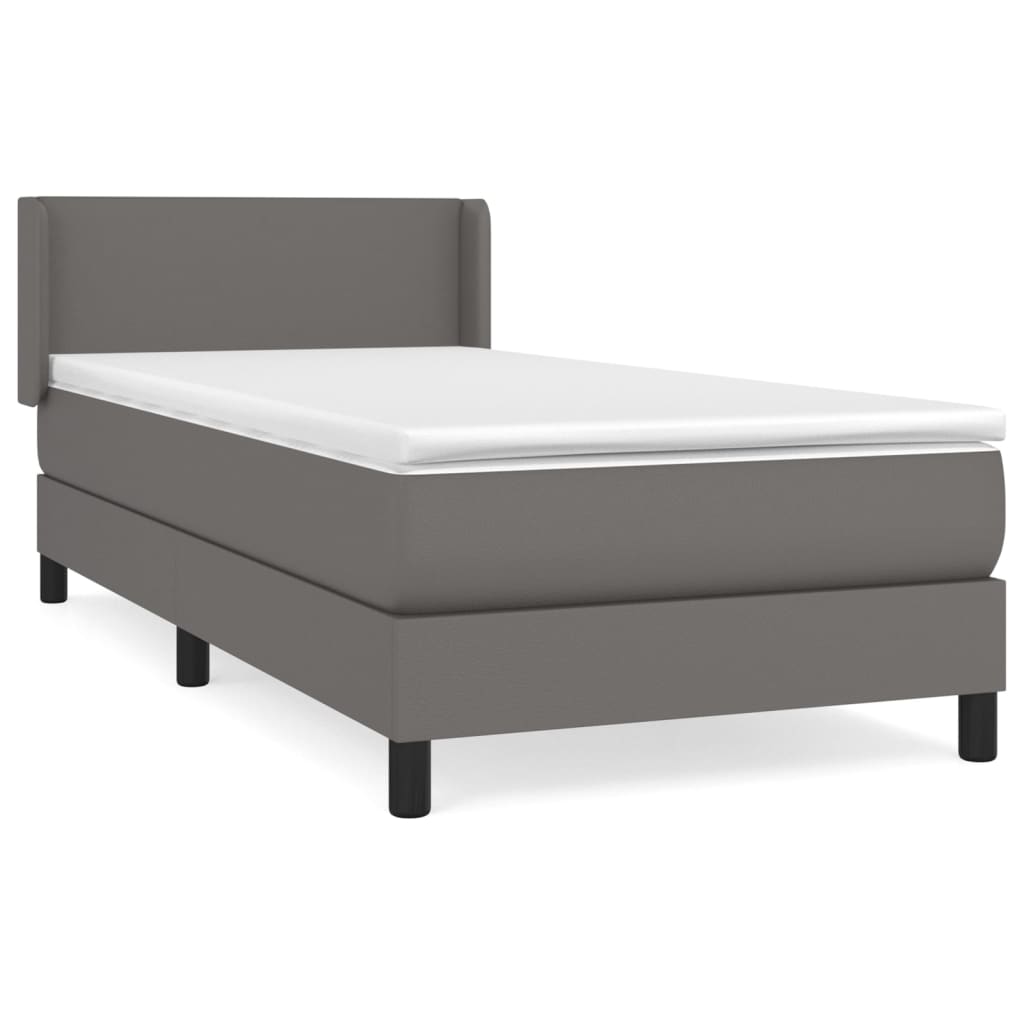 vidaXL Sommier à lattes de lit avec matelas Gris 90x190 cm Similicuir