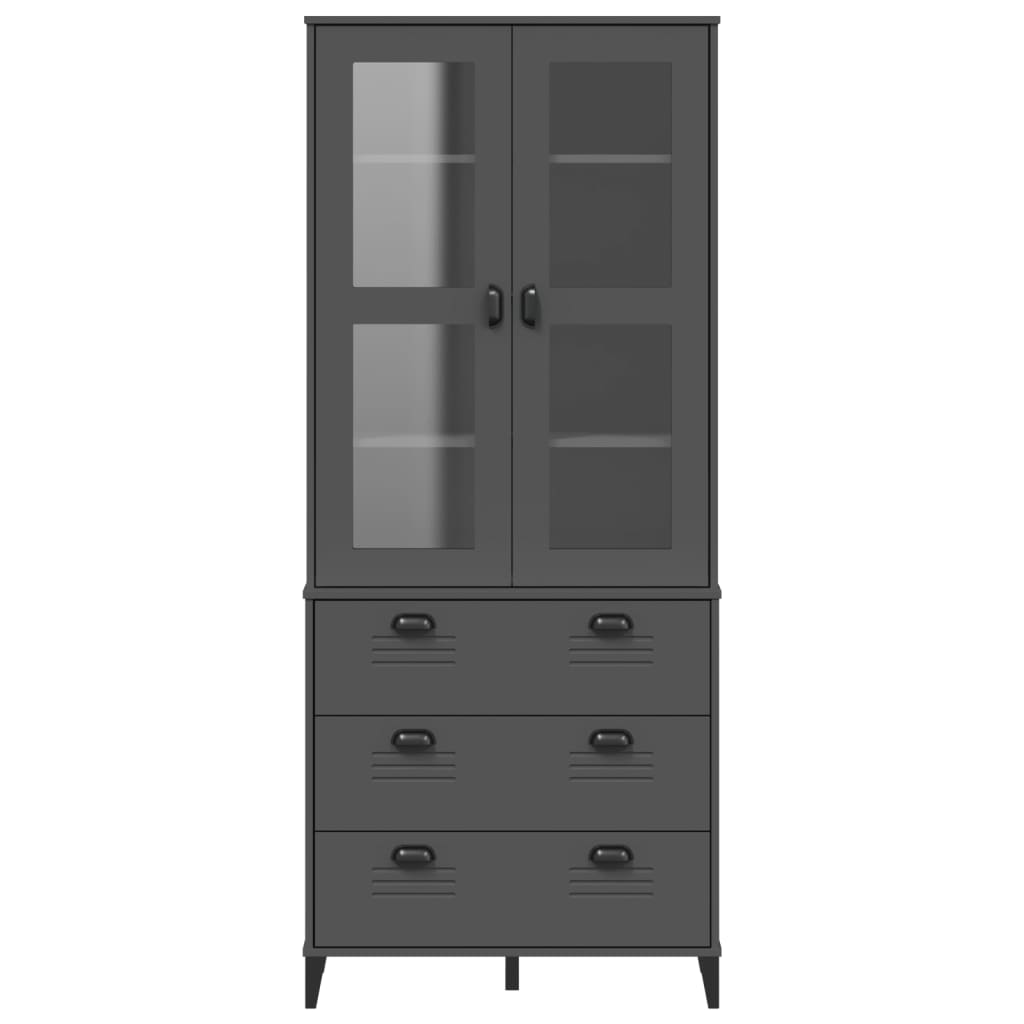 vidaXL Buffet VIKEN gris anthracite 80x40x190 cm bois massif de pin