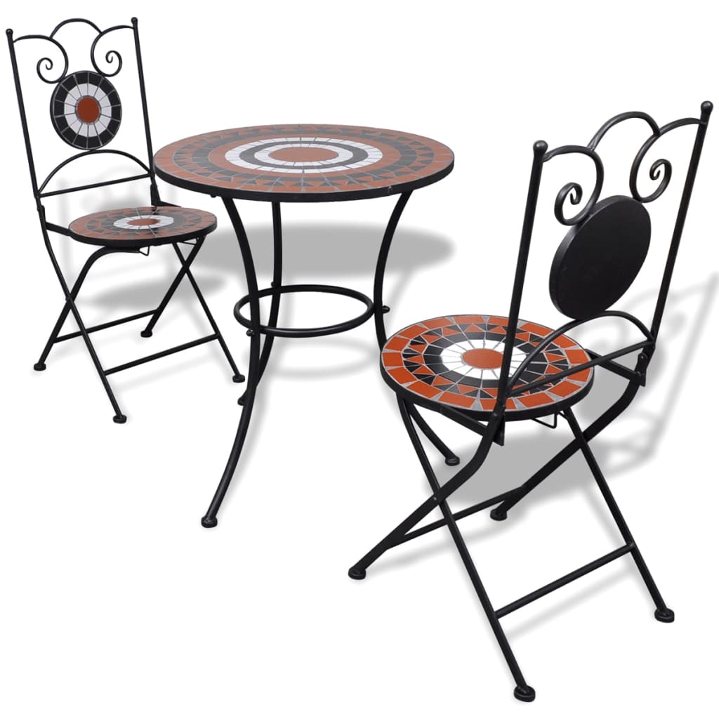 vidaXL Mobilier de bistro 3 pcs Carreau céramique Terre cuite et blanc