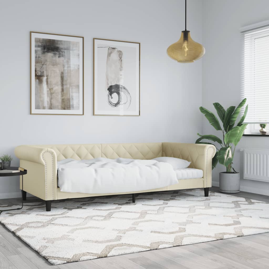 vidaXL Lit de jour sans matelas crème 90x200 cm similicuir