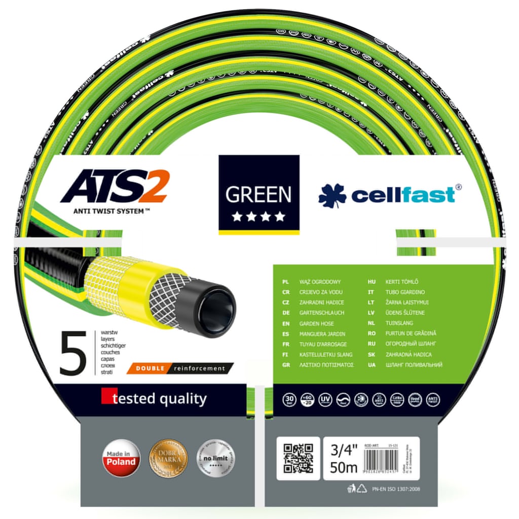 Cellfast Tuyau d'arrosage ATS2 3/4" 50 m Vert