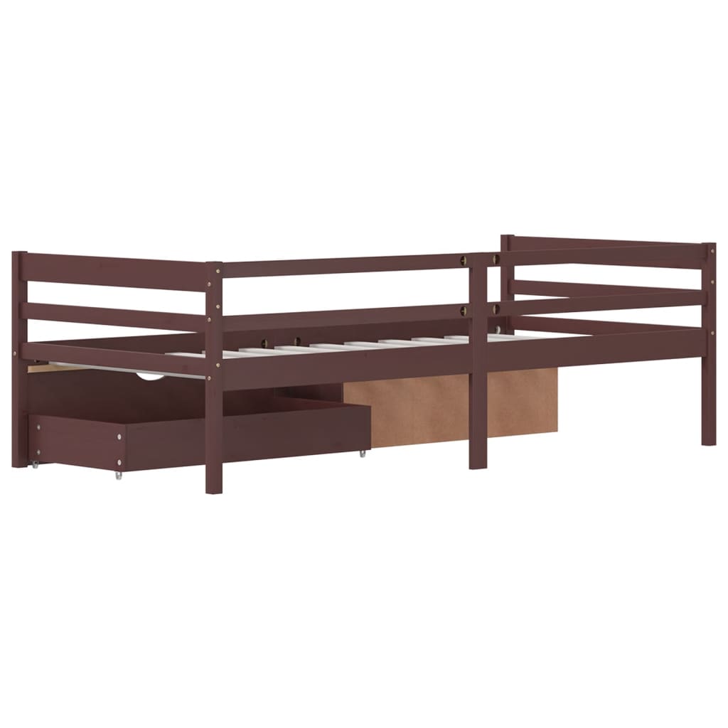 vidaXL Cadre de lit avec rangement sans matelas marron foncé 90x200 cm