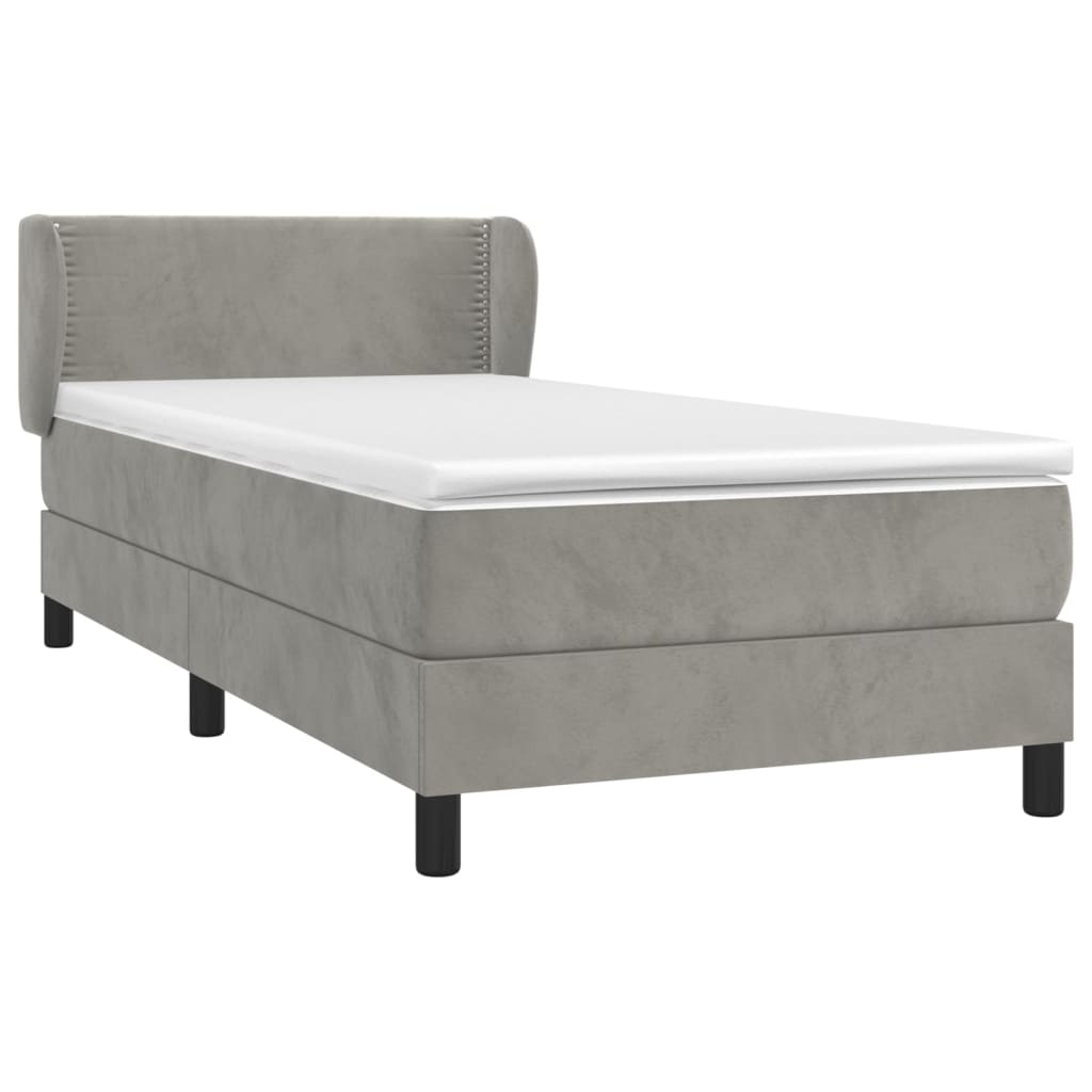 vidaXL Sommier à lattes de lit et matelas Gris clair 90x190 cm Velours