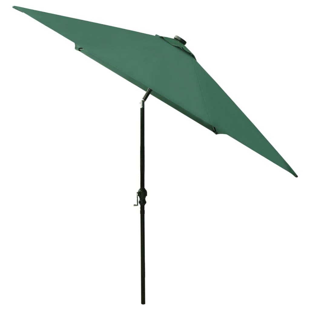 vidaXL Parasol de jardin avec LED et mât en acier Vert 2x3 m