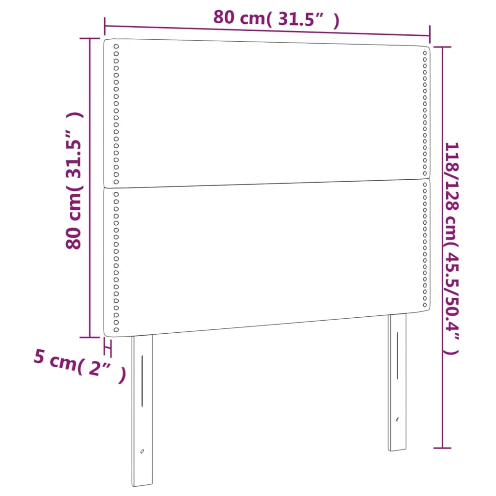 vidaXL Têtes de lit 2 pcs Bleu foncé 80x5x78/88 cm Velours