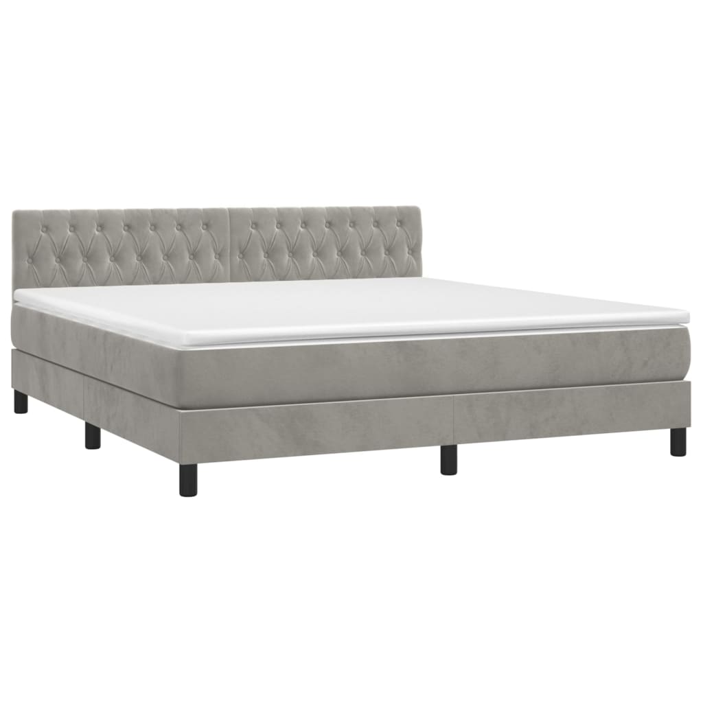 vidaXL Sommier à lattes de lit et matelas Gris clair 180x200cm Velours