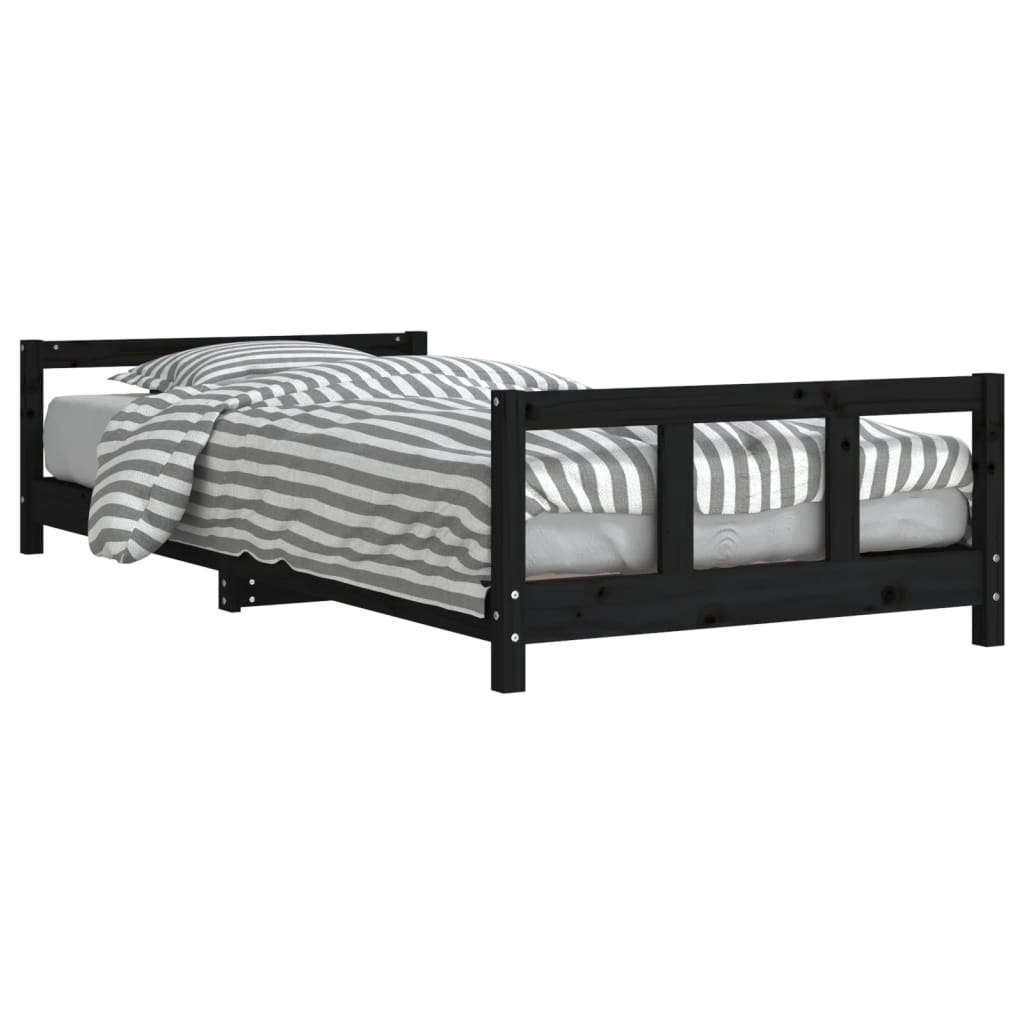 vidaXL Cadre de lit pour enfants noir 90x200 cm bois de pin massif