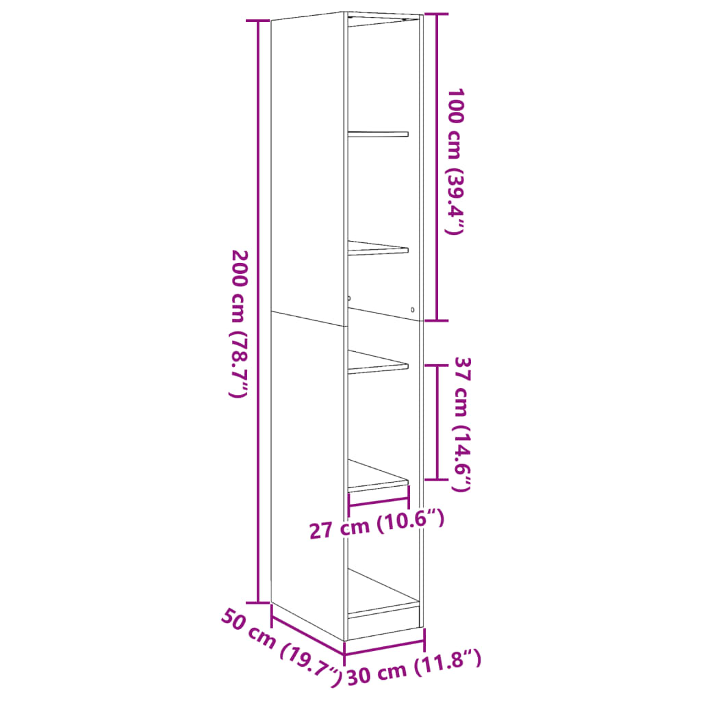 vidaXL Garde-robe chêne sonoma 30x50x200 cm bois d'ingénierie